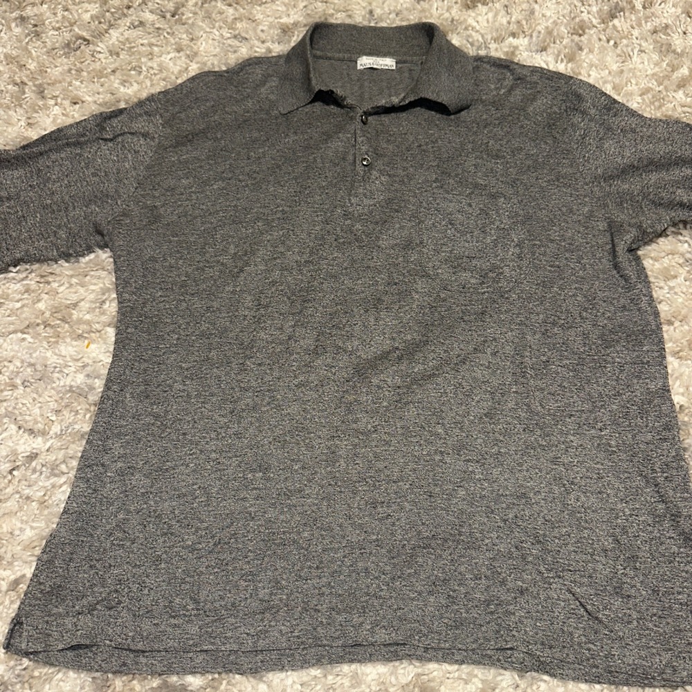 Maus & Hoffman Mens Gray Short Sleeve Knit Polo Shirt Made in Italy XL
